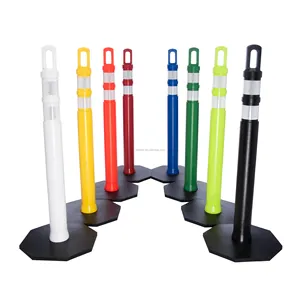 1.1M Red And Yellow Reflective PE T-top Traffic Delineator Pole Warning Post Plastic Bollard