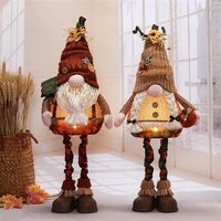 Ensemble de 2 peluches Elfes du Récolte Lumineuses Tomte à barbe blanche pour cadeaux de vacances magiques