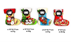 Factory <strong>Custom</strong> Logo MDF Wood <strong>Fridge</strong> <strong>Magnet</strong> with Opener Christmas Tree Claus Santa Snowman <strong>Magnet</strong> Stickers for Winter Holiday - Product Image 3