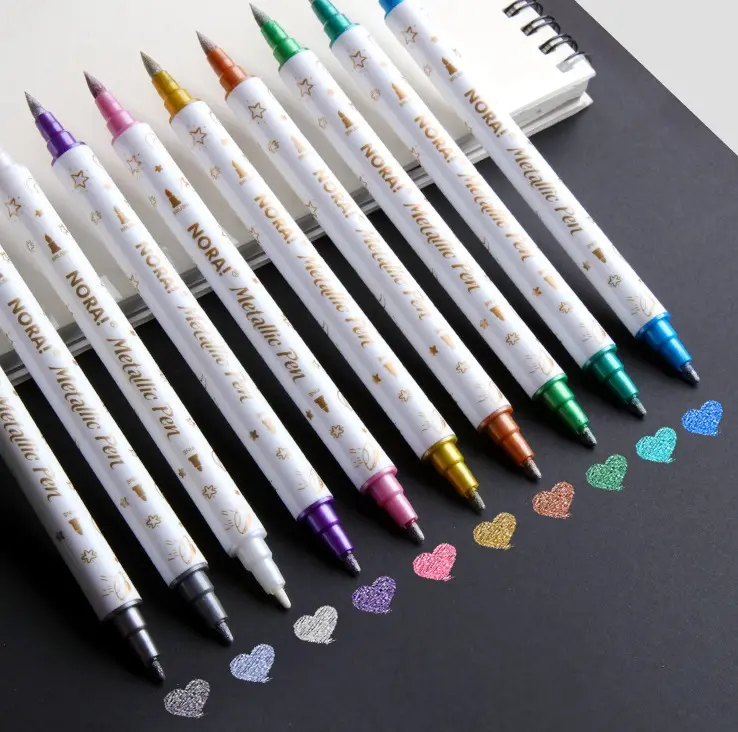 Custom 10 colors DIY painting permanent waterproof fabric textile metallic fine tip acrylic paint marker pen set