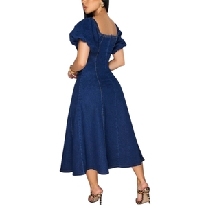Vestidos Largos de Mezclilla con Cuello Redondo y Manga Corta para Mujer, Nuevo Estilo - Product Image 4