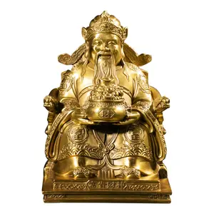High quality solid brass God of Wealth customized golden home and office display craft decorations