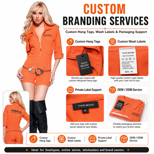 Ensemble de costumes de <span class=keywords><strong>prisonnier</strong></span> orange pour femmes Fancy Ball Party Halloween Christmas Dress up Clothing - Product Image 4