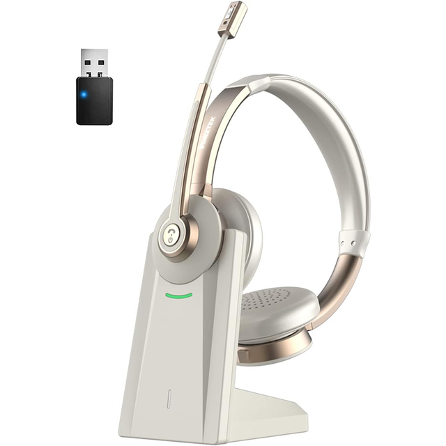Wholesale BT 5.3 Wireless Headsets With Microphone Dual Ear Headset Headphone With Charging Base Dongle for Call Center Office
