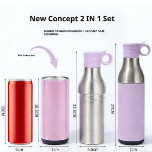 Vente flash : Bouteille d'eau isotherme 2-en-1 en acier inoxydable avec support, personnalisable avec logo, en acier inoxydable 304, pour cadeau promotionnel - Product Image 2