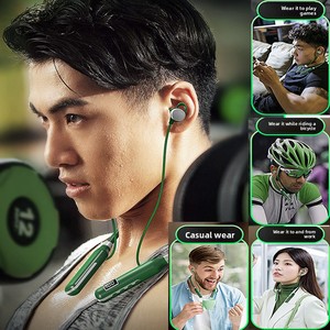 หูฟังไร้สายแบบคล้องคอ รุ่น <span class=keywords><strong>BT</strong></span>-<span class=keywords><strong>7</strong></span> สำหรับเล่นกีฬา ใส่การ์ดได้ สีดำ หน้าจอดิจิตอล ลดเสียงรบกวน กันน้ำ IPX5 ปรับแต่งได้ - Product Image 6