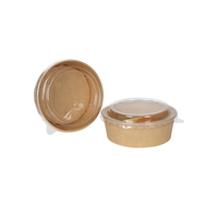 Bols en papier kraft jetables à paroi simple et bols à salade avec couvercle, contenants à emporter de marque CS pour aliments chauds/froids