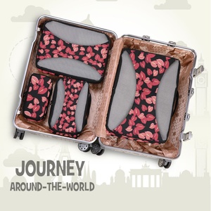 Custom Logo Luggage Organizer Hawaii Anthurium Storage Bag Basics 4 Piece Travel Compression Packing <b>Cubes</b> Set for Travel - Product Image 5