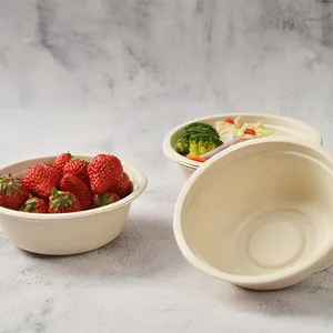 40oz Bagasse paper serving bowl disposable biodegradable compostable paper food bowl