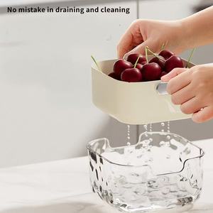 Multifuncional Wasserfilterkorb Kuche Haushalt Obst Tablett Doppelschicht Gemuse Waschbecken Drain Korb - Product Image 2