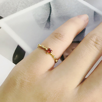 Bague pour femme en or plaqué or, micro-pavée de zircons en forme de cœur rouge, élégante et romantique, idéale pour un cadeau