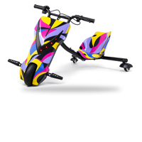 Scooter électrique pliable à trois roues avec siège, batterie 250W, panier arrière, éclairage LED pour enfant, autonomie de 15 km