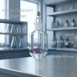 Chambre de collecte d'insectes cylindrique en verre borosilicate transparent de 50 ml, récipient de capture d'échantillons avec option OEM à 4 voies - Product Image 1
