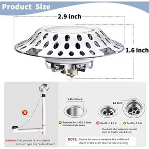 Filtro de desagüe de acero inoxidable para fregadero, atrapapelos para bañera, tapón de desagüe de ducha, colector de pelo, tapón de bañera - Product Image 3