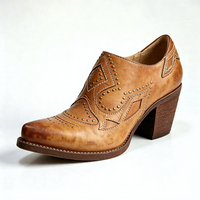 Nouvelles Arrivées Bottes à Talons Pointus Vintage pour Femmes, Chaussures Décorées de Clous, Bottines Western Cowboy à Enfiler pour Femmes