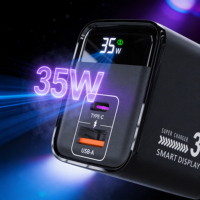 Bloc de charge rapide universel HYTO 35W PD avec affichage numérique intelligent, chargeur mural USB A et ports Type C, adaptateur de charge multi-appareils