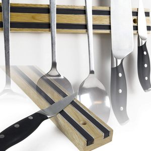 Factory Wholesale Modern Wall-Mounted Magnetic Knife Holder <b>Rubber</b> Wood Eco-Friendly for Kitchen Storage Knife <b>Blocks</b> - Product Image 4