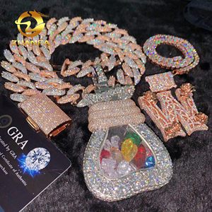 3D Rose Custom Bail Letter Colgantes Baguette Moissanite Iced Out Full Diamonds Letter Nombre inicial Joyería Collar Personal - Product Image 2