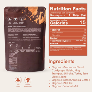 Lifeworth1200mg (10:1) растворимый грибной кофе 40 порций 12 грибов Львиная Грива Рейши Порошок 1200 мг экстракт 10:1 - Product Image 2