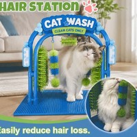 Station de toilettage portable amusante pour chat, kit complet de bain pour animaux de compagnie comprenant des outils de massage et de brossage pour les soins SPA des animaux d'intérieur