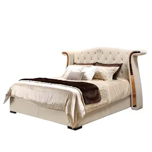 Royal Golden King Set Furnitur Kamar Tidur, Set Furnitur Mewah Master Mewah Ukuran King Emas