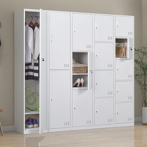 <span class=keywords><strong>Armoire</strong></span> moderne en acier <span class=keywords><strong>blanc</strong></span>, porte simple, haute et étroite, <span class=keywords><strong>casier</strong></span> métallique de rangement avec serrure et ventilation, pour chambre à coucher - Product Image 3