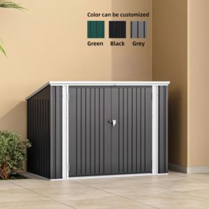 Gemakkelijk te monteren, waterdichte, robuuste, hellende dak, gegalvaniseerd stalen metalen buitenberging voor fietsen met deur, afsluitbaar. - Product Image 6