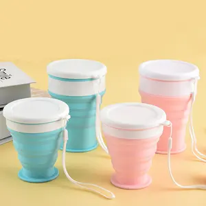 Sıcak satış şeker renk katlanabilir Pet su şişesi seyahat için kullanımlık Bpa ücretsiz silikon katlanabilir su şişeleri
