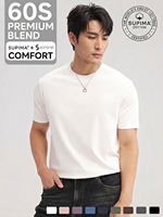 Camiseta de Manga Corta para Hombre, Personalizada, Premium, de Algodón Supima 60s, con Enfriamiento por Amoníaco Líquido, Cuello Redondo, Lisa, con Logotipo Personalizado