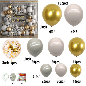 Cadena de bolas de aire de látex gris de alta calidad, decoración de arco, Fondo de fiesta de cumpleaños o boda para niños, diseño de guirnalda - Product Image 2
