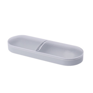 Caja de almacenamiento para hisopos y almohadillas de algodón con compartimentos, organizador de escritorio a prueba de polvo, rectangular, blanco, gris, albaricoque - Product Image 5