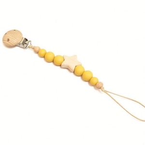 Chaîne de dentition créative en silicone et bois de hêtre pour bébé, motif étoile de dessin animé, anti-chute, cadeau de fête - Product Image 3