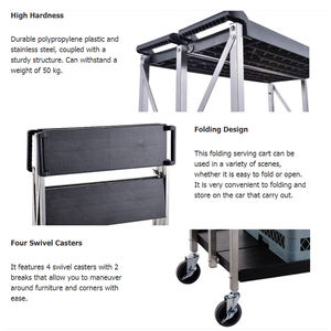 Troli Pelayanan Makanan Hotel Dapat Dilipat, Troli Plastik Restoran Melayani Tugas Berat Lipat Utilitas Hotel - Product Image 4
