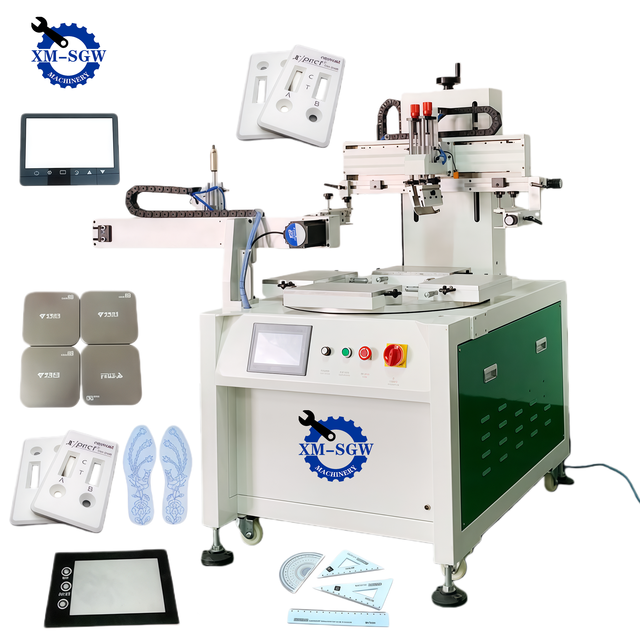 SGW Semi-Automatic Flatbed 4 Station Rotary Screen Printing Machine for Electronics Packaging Hardware Stationery Gift Industry