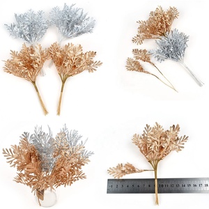 Flores artificiales doradas y plateadas, selecciones de hojas brillantes/aerosoles, árbol de Navidad, decoración elegante de Año Nuevo, decoraciones de selección de flores DIY - Product Image 1