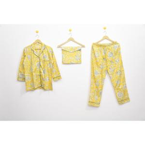 Conjunto de Pijama de 2 Piezas para Mujer, 100% Algodón Satinado, Transpirable, Informal, para Otoño, con Estampado Digital, Cintura Elástica y Mangas Largas - Product Image 1