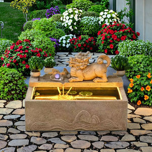 <span class=keywords><strong>Fontaine</strong></span> de jardin solaire élégante en résine artificielle, aspect <span class=keywords><strong>pierre</strong></span>, pour patio et cour, durable et résistante aux intempéries - Product Image 3
