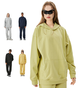 Sweat à capuche unisexe personnalisé avec logo du fabricant, épais, de haute qualité, en coton bouclette, coupe oversize, épaules tombantes, pour homme - Product Image 3