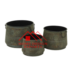 Maceta única con acabado gris mate para el hogar, hoteles y restaurantes, maceta galvanizada para decoración de mesa - Product Image 3