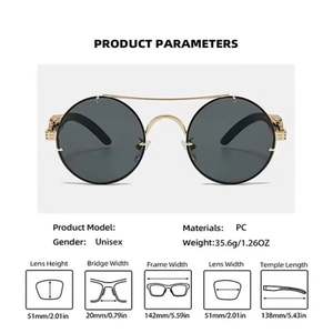 Gafas de Sol Redondas con Logotipo Personalizado, Estilo Vintage 2025, para Hombre y Mujer, con Doble Puente, Lentes Degradadas, Protección UV400, Montura Grande - Product Image 5