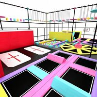 Parc de trampolines intérieur personnalisé couleur macaron, aire de jeux commerciale pour enfants avec parcours d'obstacles et piscine à balles, OEM