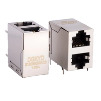 Connecteur Ethernet RJ45 multiprotocole 100BASE-T 2X1 Cat5/5e blindé métallique empilable avec transformateur LAN et LED pour montage sur carte PCB