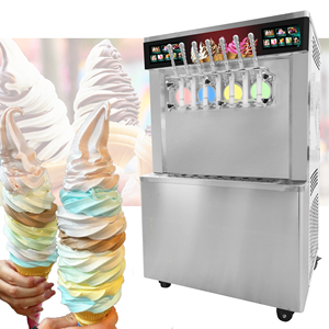 QDMECH Commercial High Production Soft Serve Ice Machine 4+3 Mix Flavor with 7 Soft Ice Flavors and Air Pump - Product Image 1