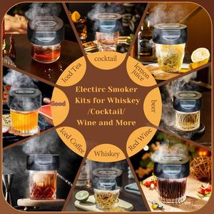 Kit de fumoir électrique à l'ancienne 6 copeaux de <span class=keywords><strong>bois</strong></span> briquet intégré en plastique pour usage domestique parfait Bourbon Whisky cadeaux pour - Product Image 2
