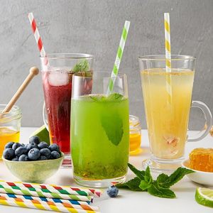 Pajitas de papel flexibles para jugos, batidos y smoothies, pajitas desechables para cumpleaños, bodas y fiestas (paquete de 200, colores surtidos) - Product Image 2