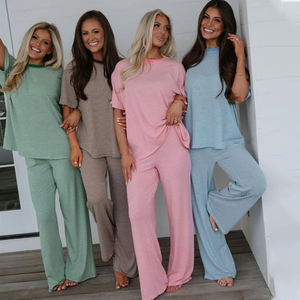 Abbigliamento da Notte per Donne, Pigiama a Righe in Morbido Cotone, Camicia a Maniche Lunghe e Pantaloncini, Abbigliamento per Casa e Notte - Product Image 2