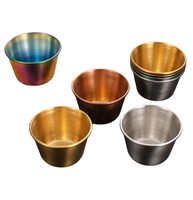 Geperst logo 18/8 roestvrijstalen ronde ramekin mini saus schaaltje voor voorgerecht sushi dipsaus condimenten schaaltjes