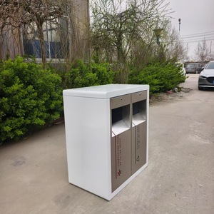 Outdoor Stainless Steel Waste <b>Bin</b> 90x45x95cm Sorting Recycling <b>Bin</b> For Streets Parks Residential Areas - Product Image 4