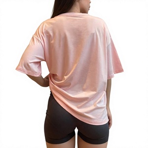 Wholesale Custom Woman's Summer Heavy Weight Soft Feel Top Plus Size T-shirts Blank Plain Solid Color Street Wear OEM T Shirt BD - Product Image 3