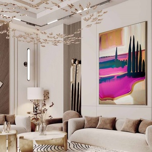Grande peinture à l'huile abstraite rose sur toile, art mural abstrait, peinture artisanale, décoration murale pour la maison - Product Image 3